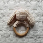 Wood Ring Crochet Bow Bunny Rattle