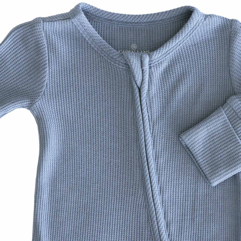 Lake Bamboo Waffle Zipper Footie (Wholesale Blank): Newborn
