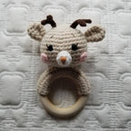 Hand Crochet Khaki Deer Baby Rattle