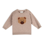 Bear Knit Baby Pullover & Pant Set (Organic Cotton): Marl Brown / 18-24M