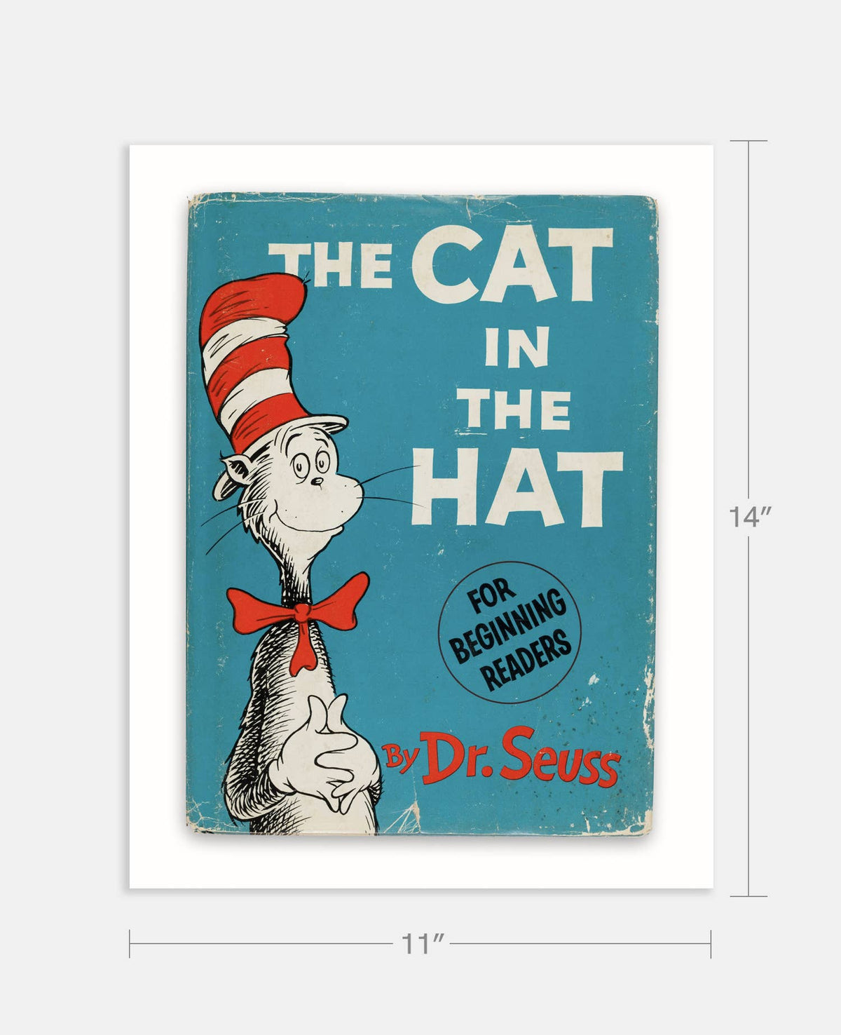 The Cat in the Hat by Dr. Seuss Book Cover Print: Maple Frame / 11×14"