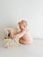 Rosewater Dots | Organic Ruffle Neck Bodysuit: 3-6m