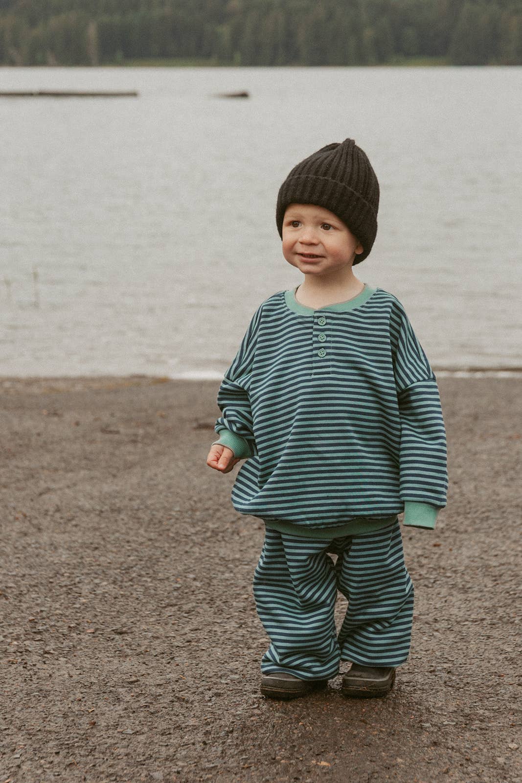Bailey Set in Green Blue Stripe: 4T