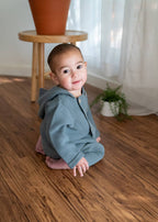 Hooded Double Button Baby Coat Jacket (Organic) 4 Colors: Stone / 18-24M