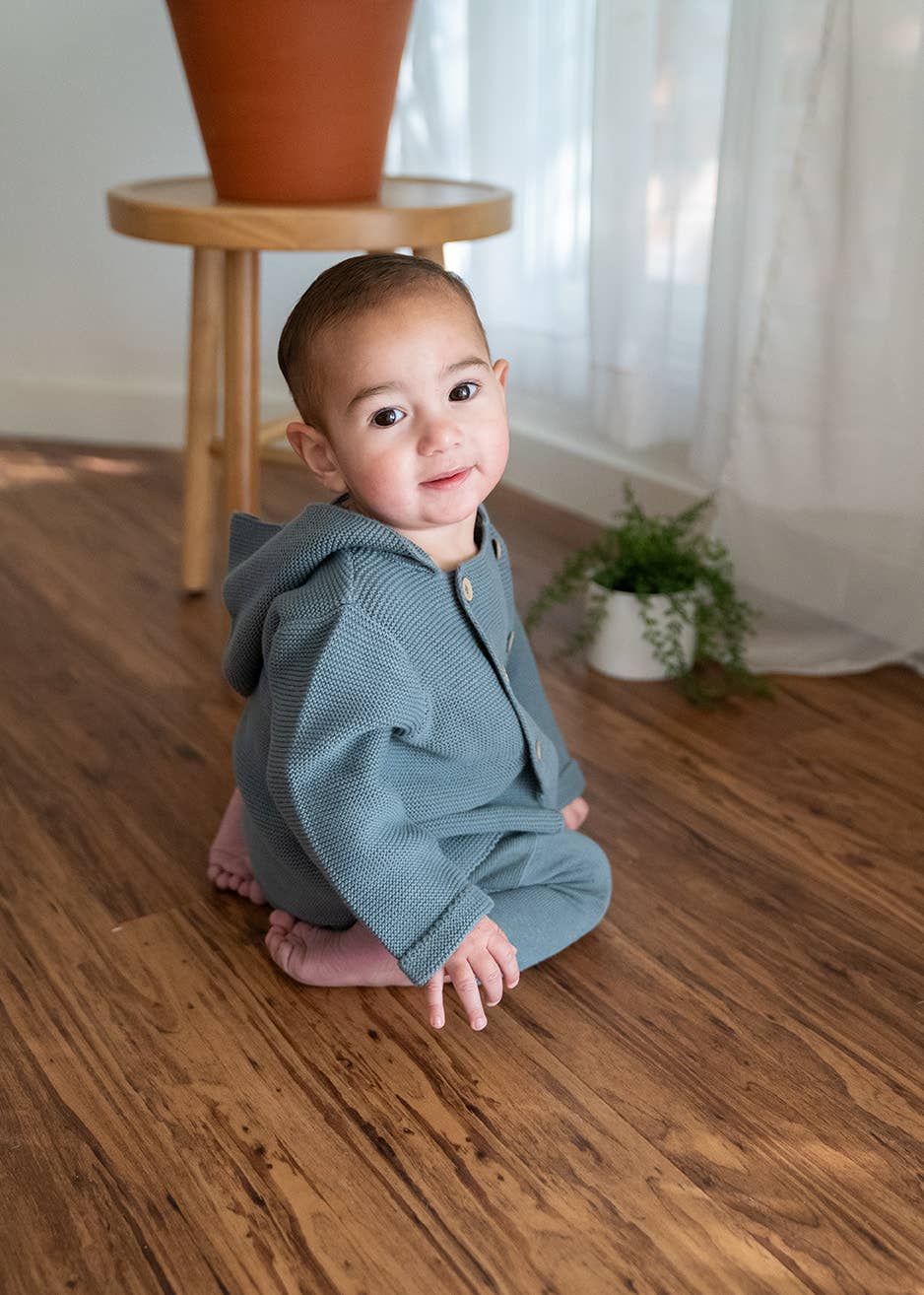 Hooded Double Button Baby Coat Jacket (Organic) 4 Colors: Stone / 18-24M