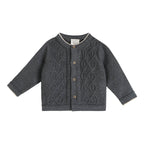 Charles Classic Cable Knit Baby Cardigan (Organic Cotton): Charcoal / 18-24M