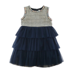 A15 14220 Houndstooth Chiffon Tiered Dress: 2-2-2;2T-3T-4T