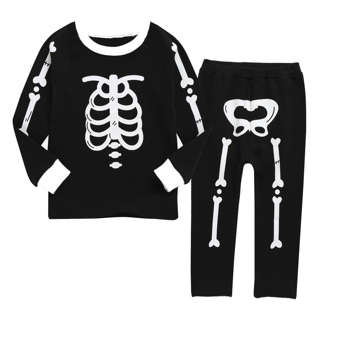 Glow in the Dark Pajama Set Halloween Skeleton White: White / XXS(6-12M)