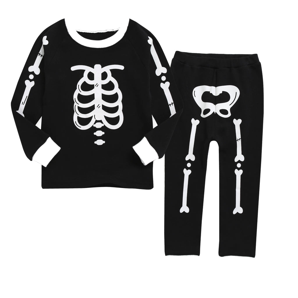 Glow in the Dark Pajama Set Halloween Skeleton White: White / XS(12-18M)