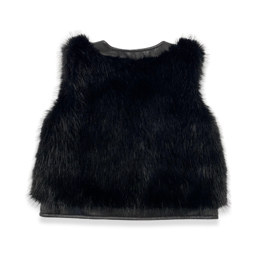 17119 Leather Trimmed Faux Fur Vest PINK / 3T