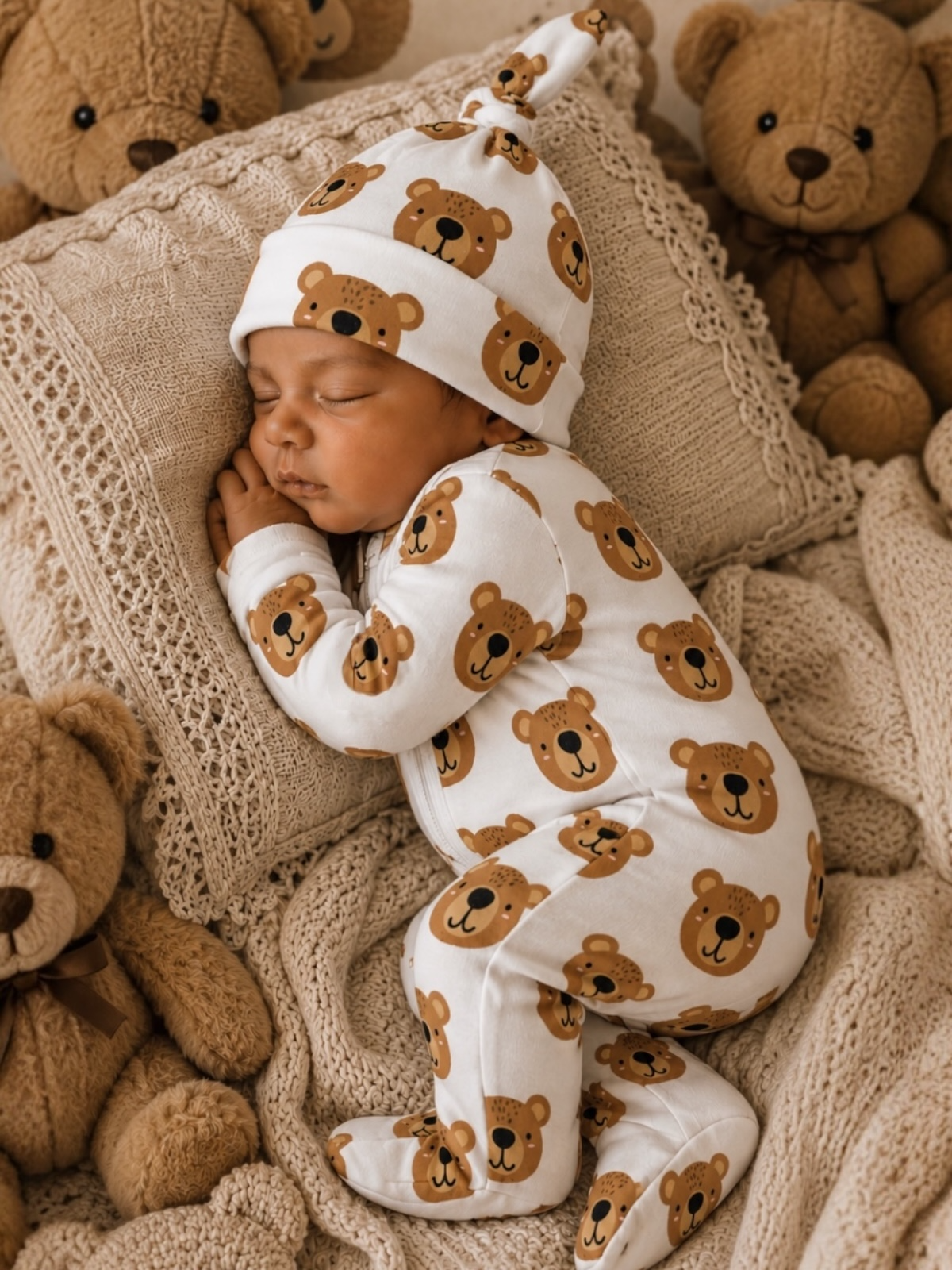 Baby Bear / Organic Cotton 2-Way Zip Footie: 0 - 3 mo.