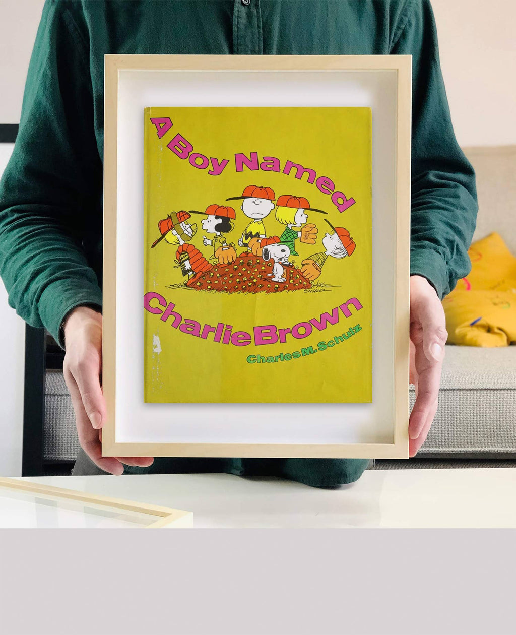 A Boy Named Charlie Brown by Charles Schulz Book Cover Print: Maple Frame / 11×14"