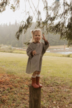Kelsey Dress in Turtledove Chocolate Stripe: 3T