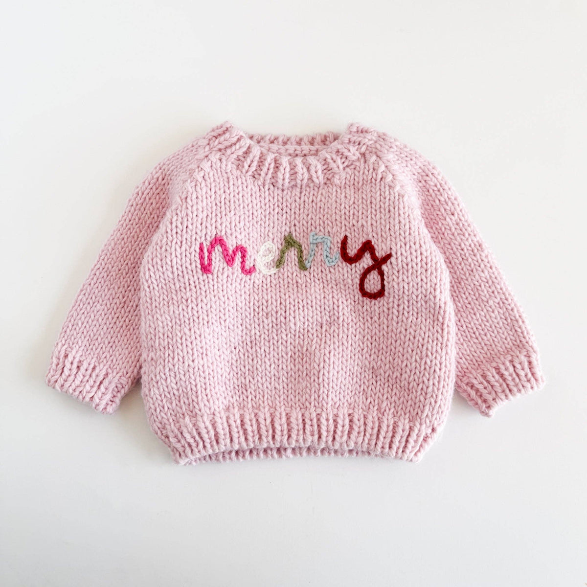 Merry Sweater Baby Pink Christmas Holiday Apparel Gift: S; 12-24M