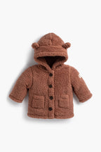 Baby Sherpa Teddy Cardigan_Caramel Brown: Unisex / Caramel Brown / 9-12m
