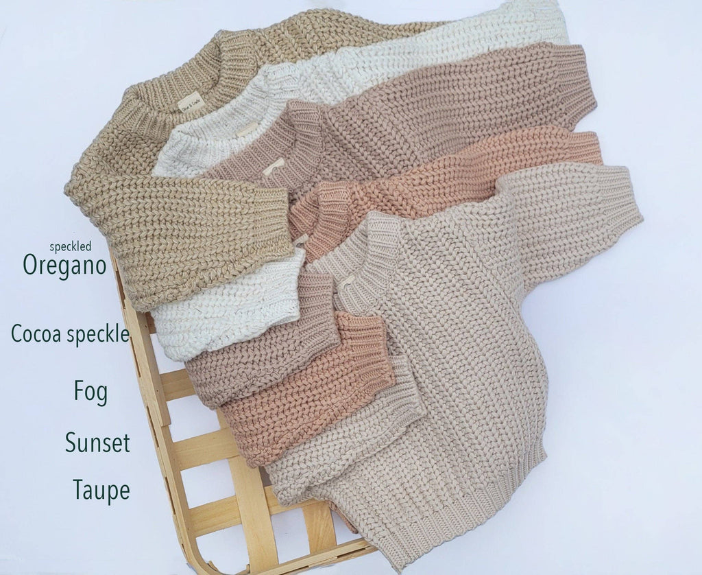 Baby Chunky Knit Braided Sweater | Pastels: Fog / 3-6 months