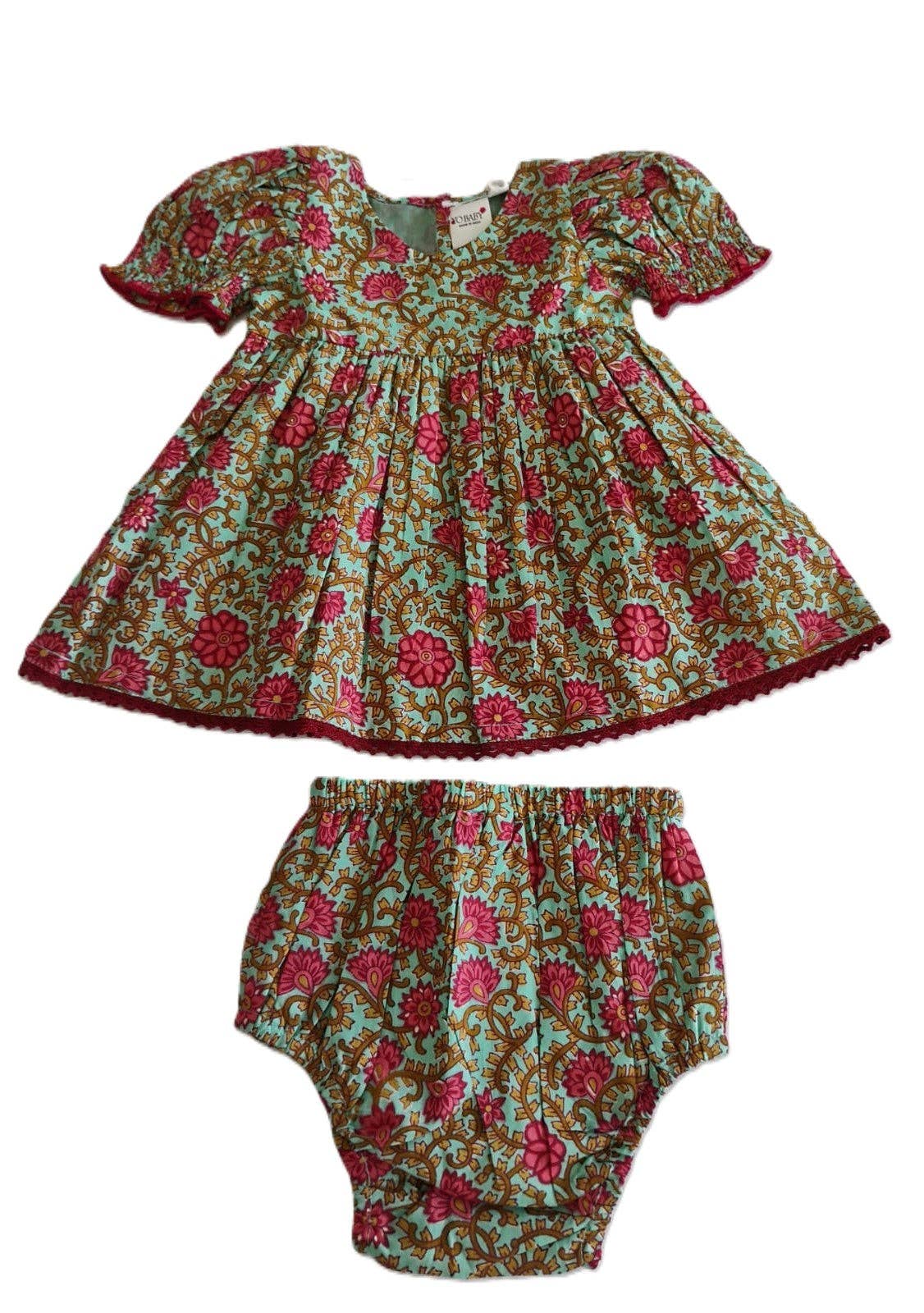 Alisha Swing Dress Turquoise — Cotton Girls Dress | Infant to Tween 0-13 Years: 12-18 months