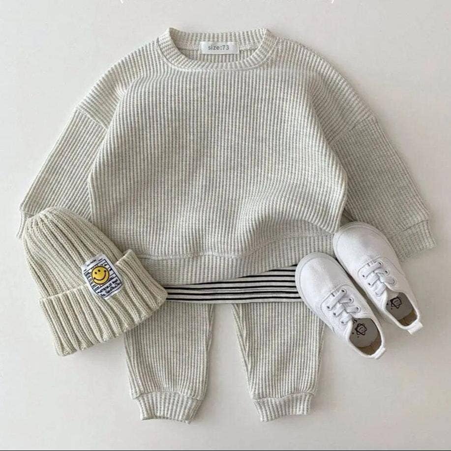 Baby Cotton Tracksuit Pullover Set: 12-18M / Pink