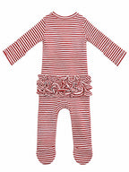 Red Stripe / Ribbed Frill 2-Way Zip Footie: 0 - 3 mo.