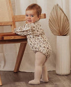 French Lace Cotton Tights: Oatmeal / 3-5 yrs