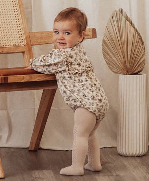 French Lace Cotton Tights: Ivory / XS/ 0-6m