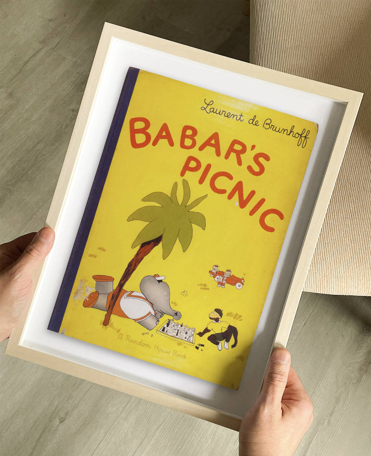 Babar's Picnic by Laurent de Brunhoff Book Cover Print: Maple Frame / 11×14"
