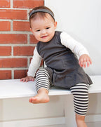 Gray/Beige | Organic Leggings: 6-9m