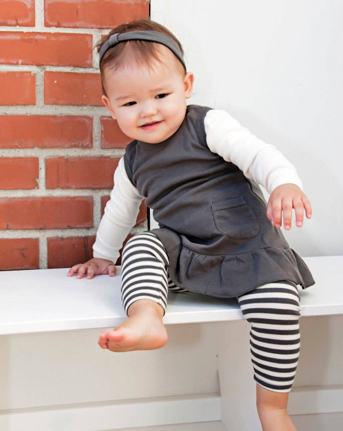 Gray/Beige | Organic Leggings: 9-12m
