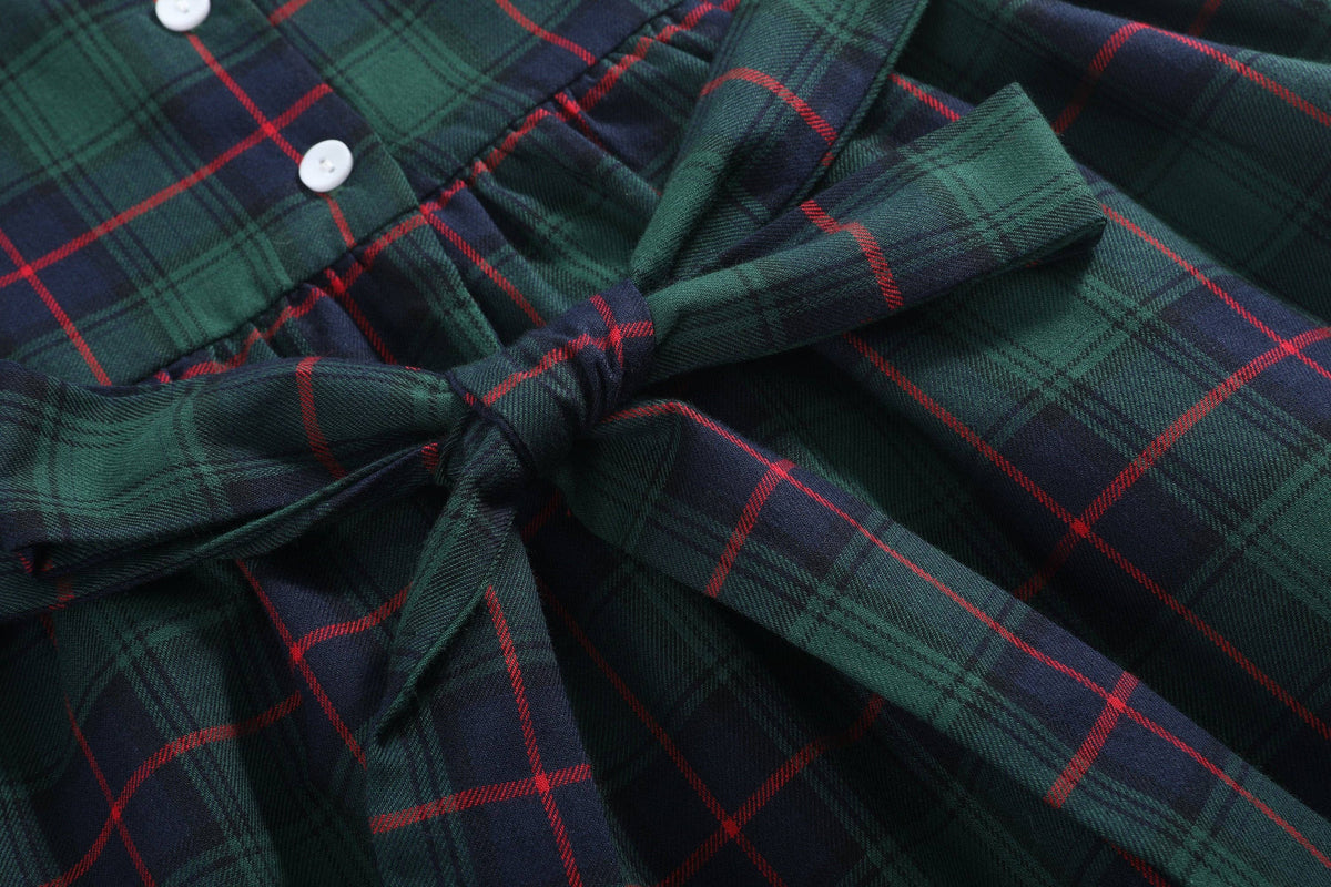 Blue, Green Red Plaid Smocked Collared Dress: 6-12M