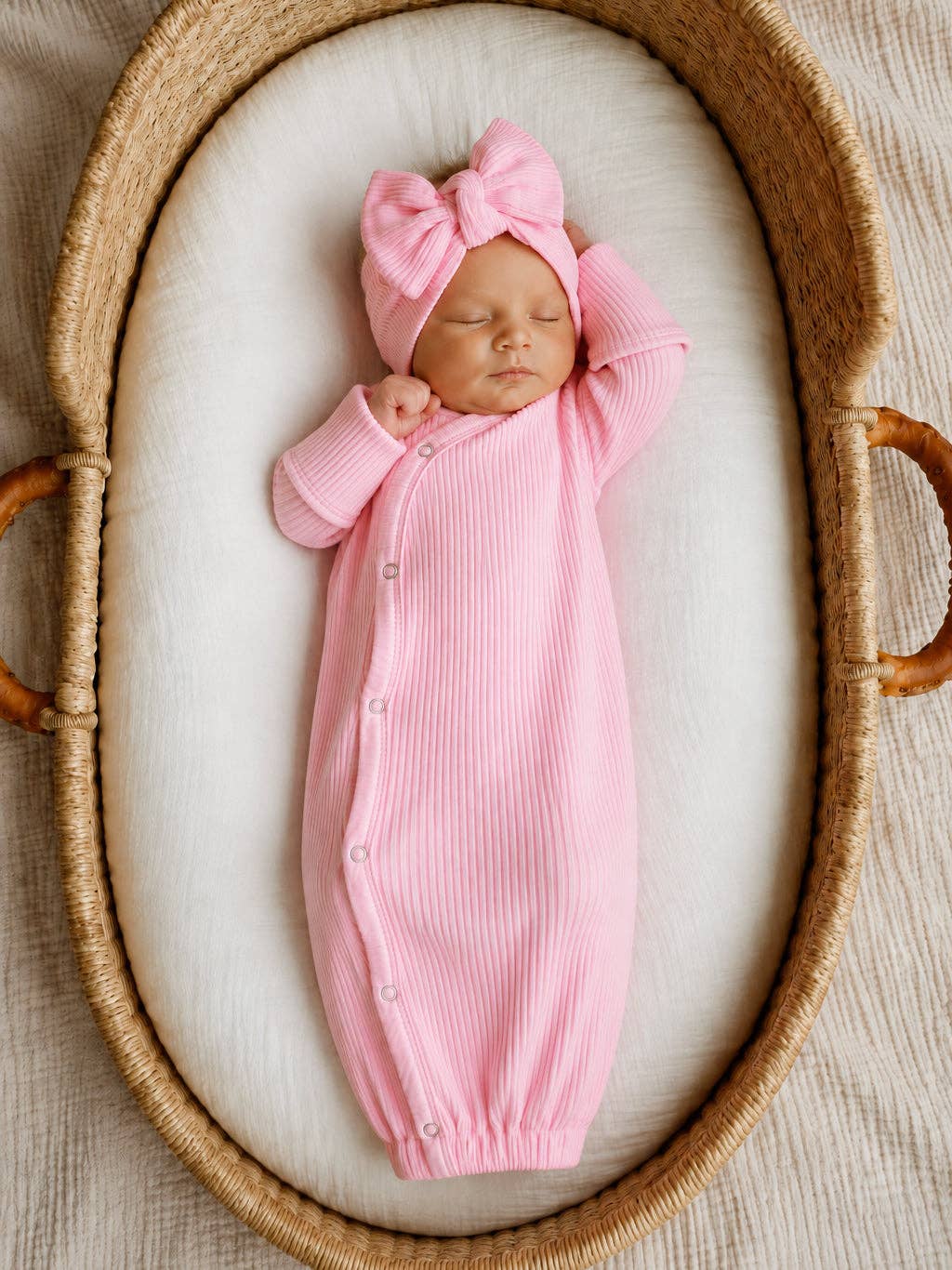 Pink / Ribbed Gown: 0 - 3 mo.