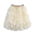 S15 15051-B 3D Floral Mesh Midi Tutu: BEIGE / 2-2-2;2T-3T-4T