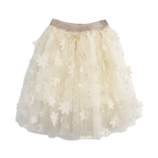 S15 15051-B 3D Floral Mesh Midi Tutu: BEIGE / 2-2-2;2T-3T-4T