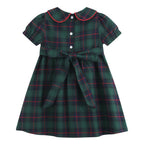 Blue, Green Red Plaid Smocked Collared Dress: 5Y
