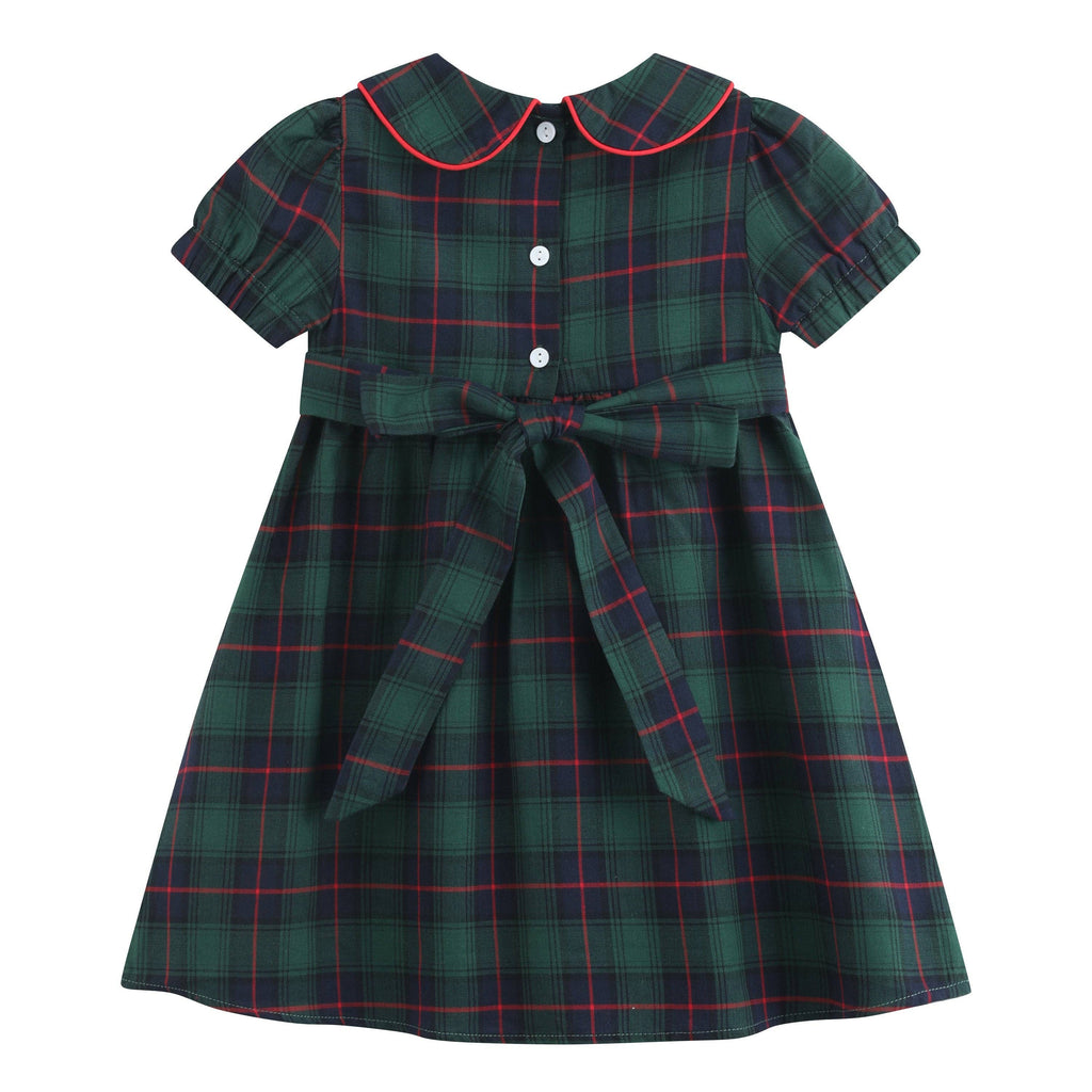 Blue, Green Red Plaid Smocked Collared Dress: 12-18M
