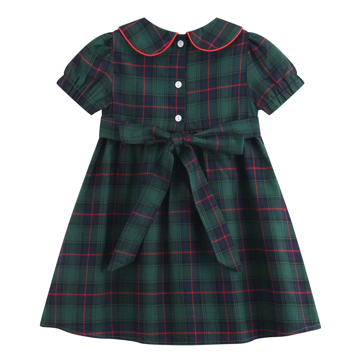 Blue, Green Red Plaid Smocked Collared Dress: 12-18M