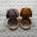 Cotton Knit Dog Rattle - Handmade: Grey