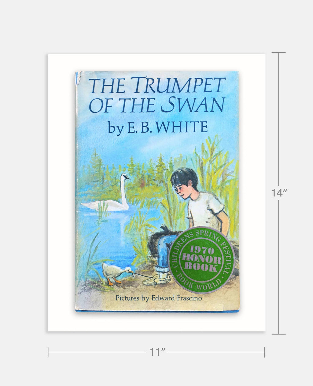 The Trumpet of The Swan by E.B. White Book Cover Print: Maple Frame / 11×14"