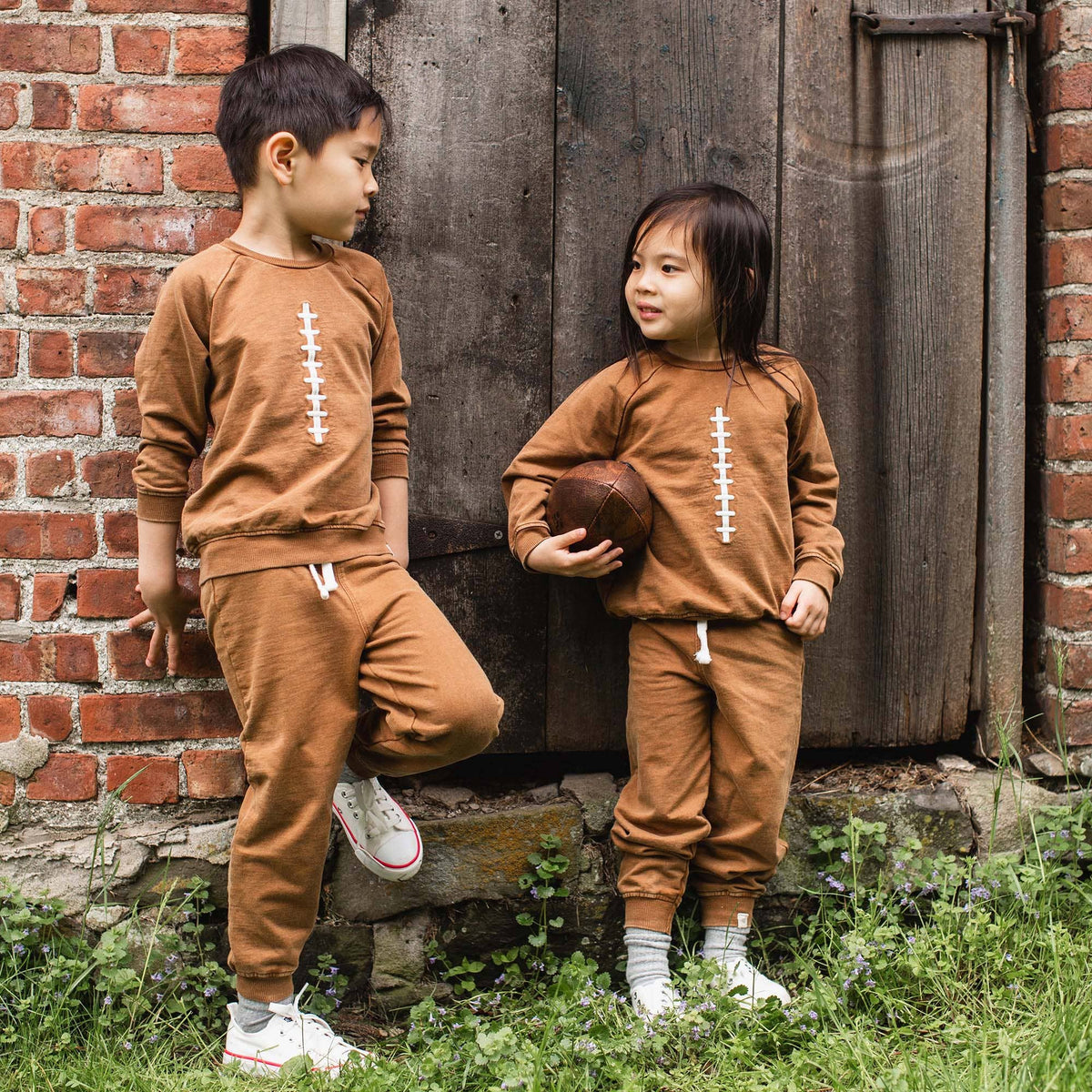 Acid Wash Football Toddler Sweatshirt Set: Hunter / 5 Toddler