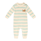 Dog Stripe Textured Knit Baby Jumpsuit (Organic Cotton): Harbor Green Stripe / 3-6M