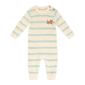 Dog Stripe Textured Knit Baby Jumpsuit (Organic Cotton): Harbor Green Stripe / 6-12M