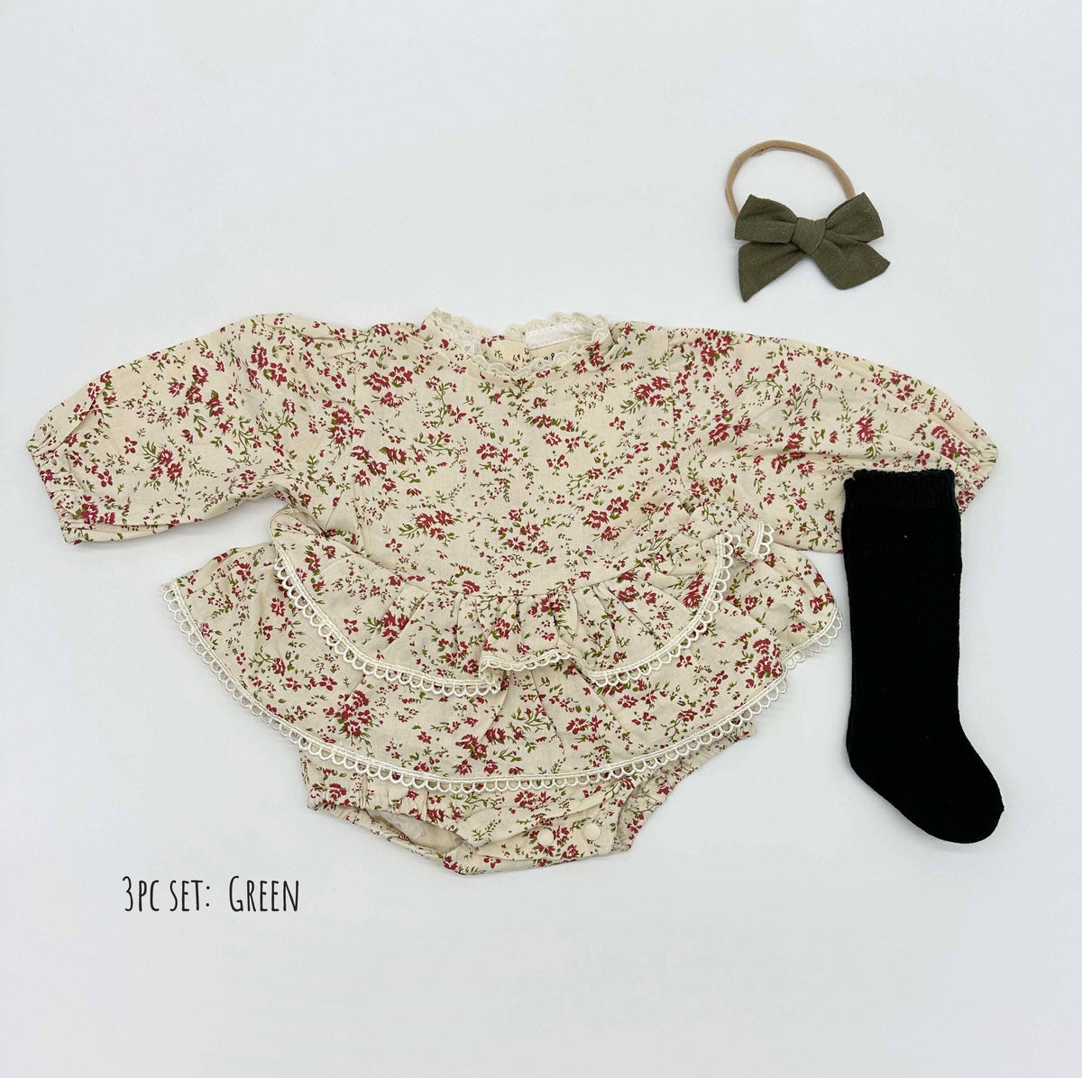 Bella Floral Romper: 2pc set (romper+bow) / 18-24 months