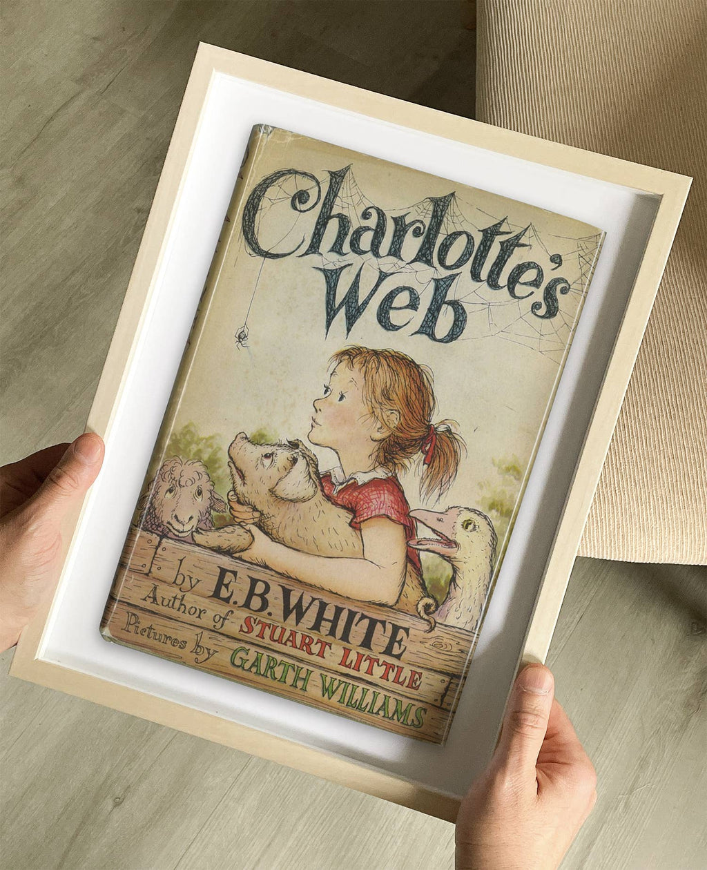 Charlotte's Web by E.B. White Book Cover Print: Maple Frame / 11×14"