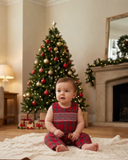 Red and Green Christmas Plaid Smocked Overalls: 12-18M