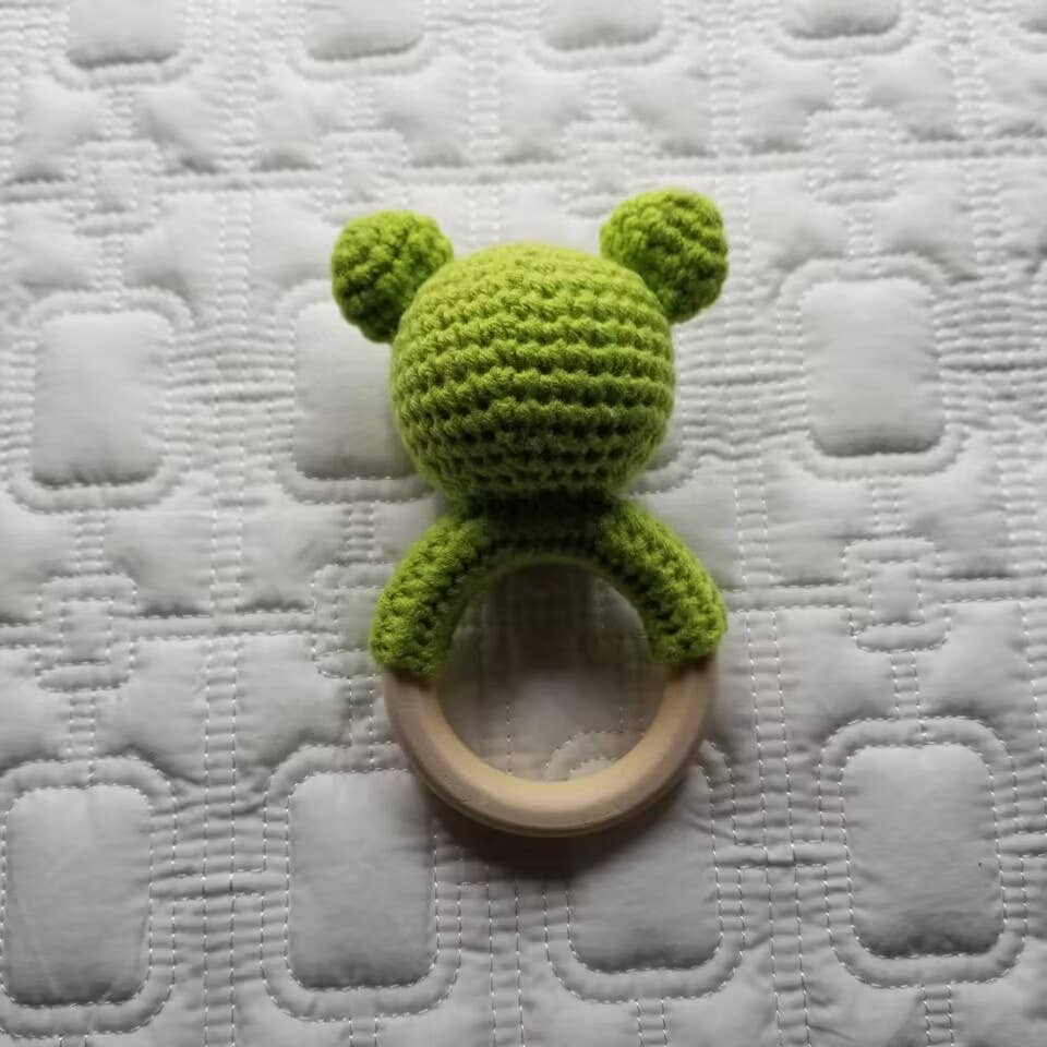 Knitted Organic Green Frog Rattle