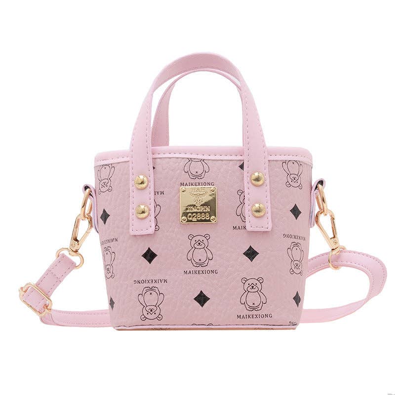 Mini Girls' Bucket Bag with Unique Animal Print: Beige