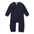 Organic Cotton Quilted Bee Wrap-Front Baby Jumpsuit Midnight / 12 Months