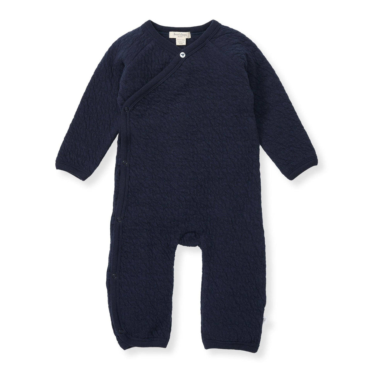Organic Cotton Quilted Bee Wrap-Front Baby Jumpsuit Midnight / 12 Months