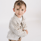 Khaki Distressed Denim Jean Jacket - Child: 3-4T
