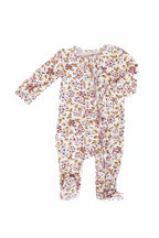 Mauvelous Meadow Ruffle Zipper Footie: 3-6 months