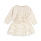 Clara Floral Knit Baby Tutu Dress (Organic Cotton): Ecru / 2-3T